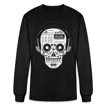 Skull DJ - Men's Long Sleeve T-Shirt - black - Front