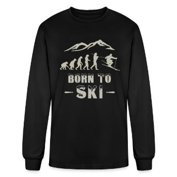 Ski evolution Born to Ski snow cool - Men's Long Sleeve T-Shirt - black - Front