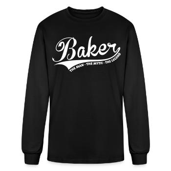 Baker Man Myth Legend Vintage Script - Men's Long Sleeve T-Shirt - black - Front