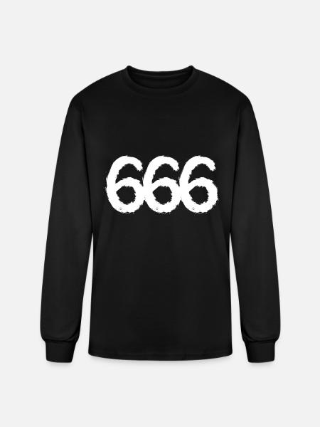 666 symbol number white - Men's Long Sleeve T-Shirt - black