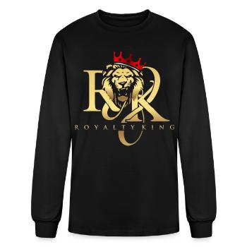 RK Luscious in gold crown lion on initials RK - Men's Long Sleeve T-Shirt - black - Front