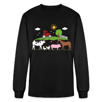 Farm Tractor Farm Animals - Men's Long Sleeve T-Shirt - black - Front