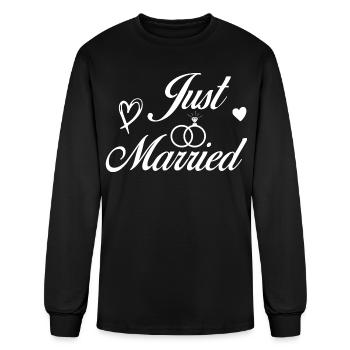 Just Married T-Shirt, Honeymoon shirts couples - Men's Long Sleeve T-Shirt - black - Front