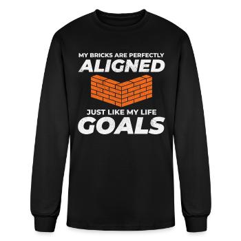 Aligned Bricks, Aligned Goals: Humorous Bricklayer - Men's Long Sleeve T-Shirt - black - Front