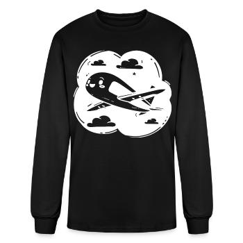 Propeller Aircraft Drawing - Men's Long Sleeve T-Shirt - black - Front