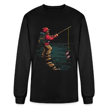 Fishing Pixel Graphic - Men's Long Sleeve T-Shirt - black - Front