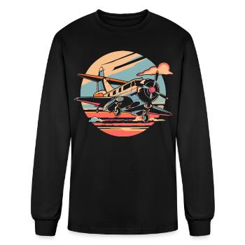 Propeller Aircraft Portrait - Men's Long Sleeve T-Shirt - black - Front