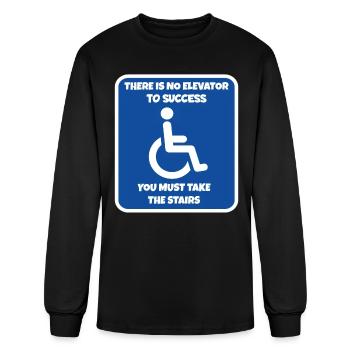 No elevator to succes for wheelchair users # - Men's Long Sleeve T-Shirt - black - Front