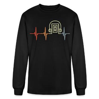 Vintage Cassette Player Cardiogram - Men's Long Sleeve T-Shirt - black - Front