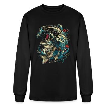 Fishing Cartoon Style - Men's Long Sleeve T-Shirt - black - Front