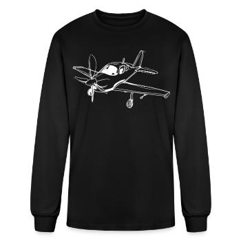 Propeller Aircraft Line Art - Men's Long Sleeve T-Shirt - black - Front