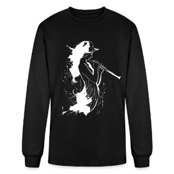 Female Flutist Sketch - Men's Long Sleeve T-Shirt - black - Front