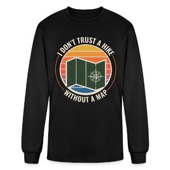 GIS Map Compass Retro Adventure Outdoor - Men's Long Sleeve T-Shirt - black - Front