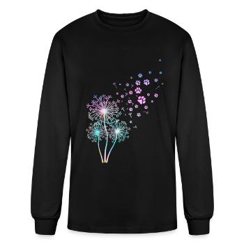 Rainbow Dandelion Paw Lover Colorful Dandelions - Men's Long Sleeve T-Shirt - black - Front