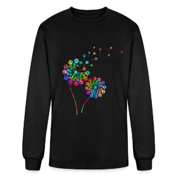 Rainbow Dandelion Paw Lover Colorful Dandelions - Men's Long Sleeve T-Shirt - black - Front