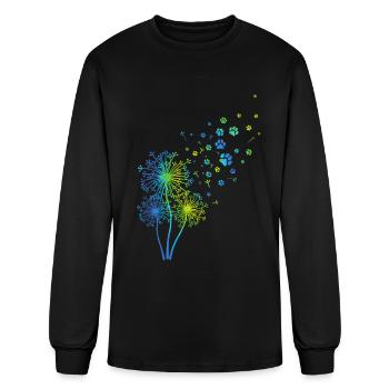 Rainbow Dandelion Paw Lover Colorful Dandelions - Men's Long Sleeve T-Shirt - black - Front