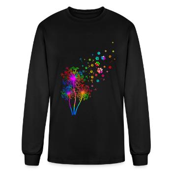 Rainbow Dandelion Paw Lover Colorful Dandelions - Men's Long Sleeve T-Shirt - black - Front