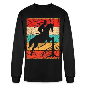 Retro 70s Equitation Vintage Silhouette Tee - Men's Long Sleeve T-Shirt - black - Front