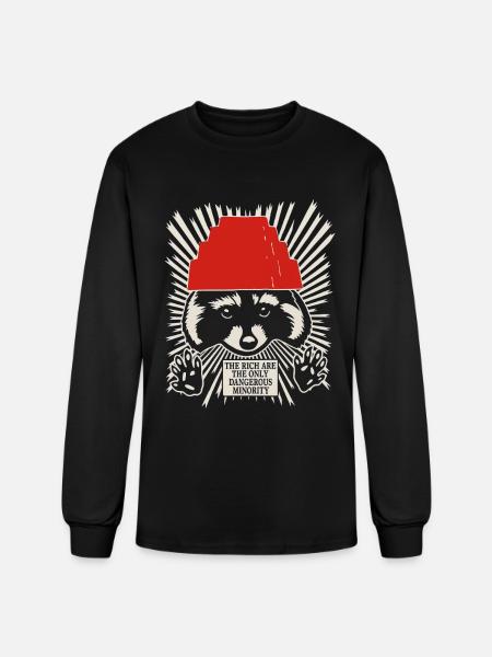 Raccoon DEVO Hat Poster – Bold Political Art Print - Men's Long Sleeve T-Shirt - black