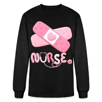 Cute Heart Bandage Illustration Design - Men's Long Sleeve T-Shirt - black - Front