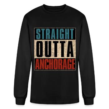 Straight Outta Anchorage Alaska AK - T-shirt à manches longues Homme - noir - Devant