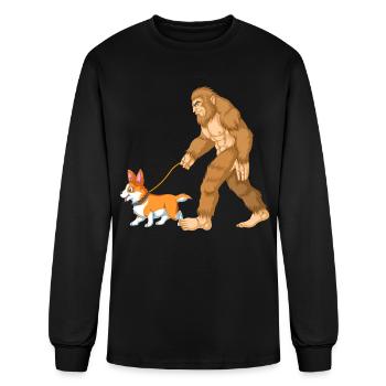 Bigfoot Walks Corgi Adventure - Men's Long Sleeve T-Shirt - black - Front