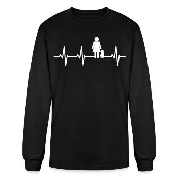 Cat Mom Cardiogram - Men's Long Sleeve T-Shirt - black - Front