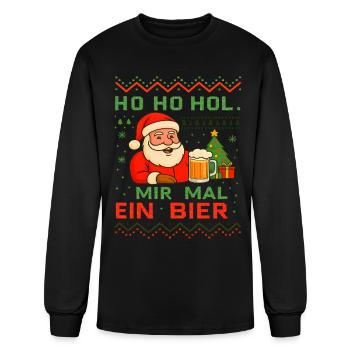 Funny Santa Claus designs with Santa Beer Lover  - Men's Long Sleeve T-Shirt - black - Front