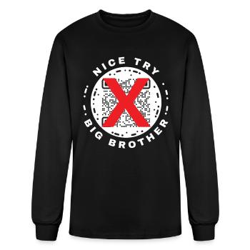 Nice Try Big Brother Privacy QR Code Design - Men's Long Sleeve T-Shirt - black - Front