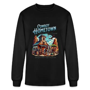 Ville natale des cow-boys - T-shirt à manches longues Homme - noir - Devant