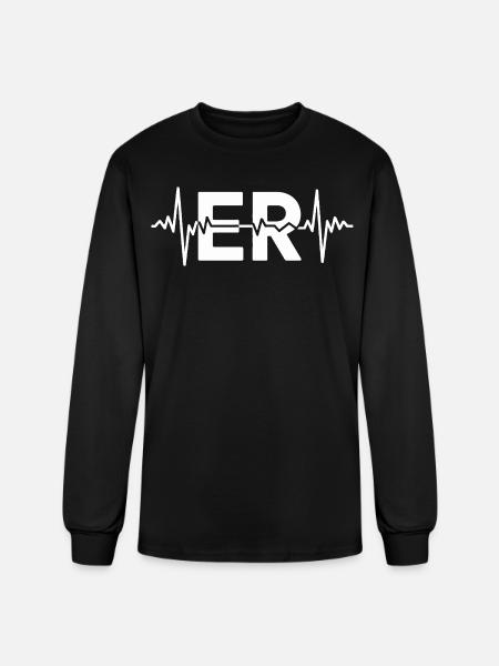 ER Pulse ECG Logo Tee - Men's Long Sleeve T-Shirt - black