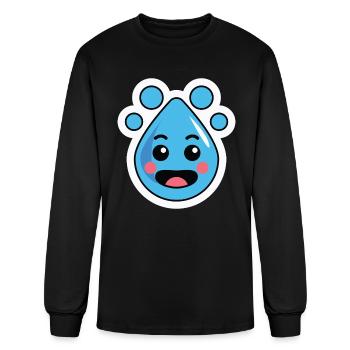 Cute Water Drop Bear - Kawaii Blue Droplet Charact - Men's Long Sleeve T-Shirt - black - Front