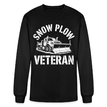 Winter Service Snow PLOW Veteran Funny Retired Tee - Men's Long Sleeve T-Shirt - black - Front