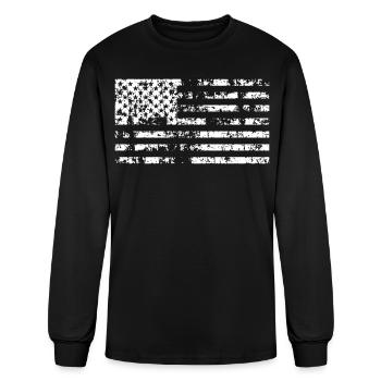 Distressed American Flag - Men's Long Sleeve T-Shirt - black - Front