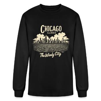 Windy City Skyline Vintage - Men's Long Sleeve T-Shirt - black - Front