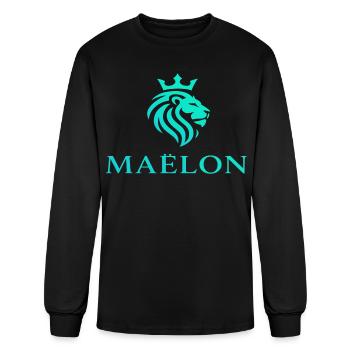 Turquoise royal lion crown - Men's Long Sleeve T-Shirt - black - Front