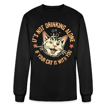Cat Companion: Not Drinking Alone - Men's Long Sleeve T-Shirt - black - Front
