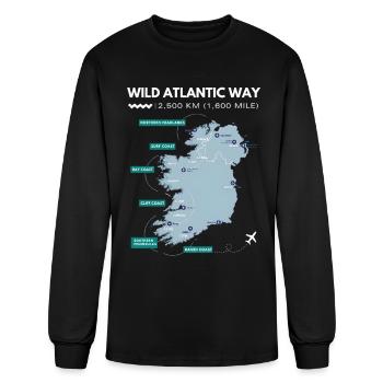 Carte vintage de la route atlantique sauvage de l’Irlande - T-shirt à manches longues Homme - noir - Devant