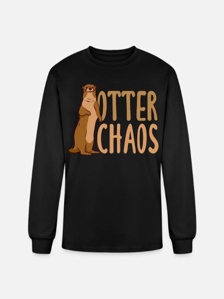 Pun Sea Otter Cartoon - Men's Long Sleeve T-Shirt - black