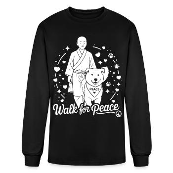Walk for Peace Monks with Aloka Dog - Men's Long Sleeve T-Shirt - black - Front