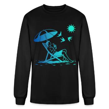 Relaxing in a deckchair on the beach - Men's Long Sleeve T-Shirt - black - Front