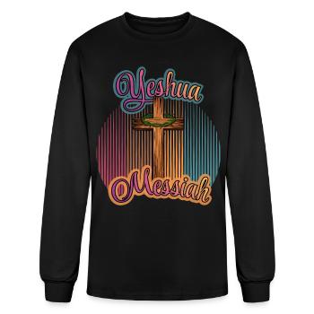Yeshua Messiah Cross Glow - Men's Long Sleeve T-Shirt - black - Front