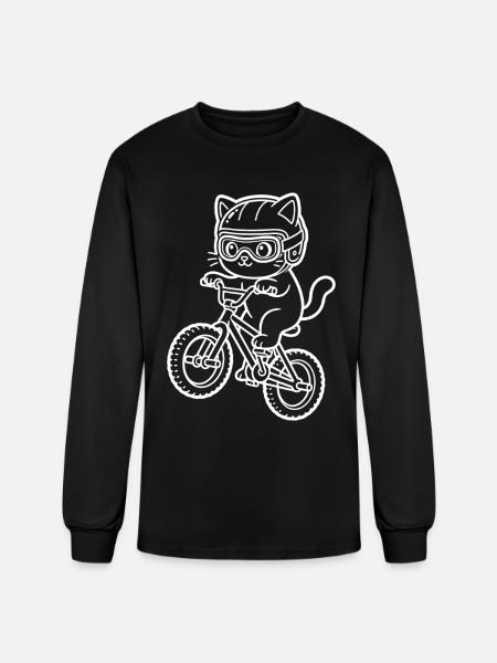 Kawaii Cat Riding BMX Bike - Men's Long Sleeve T-Shirt - black