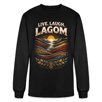 Scandinavian Viking Live Laugh Lagom - Men's Long Sleeve T-Shirt - black - Front