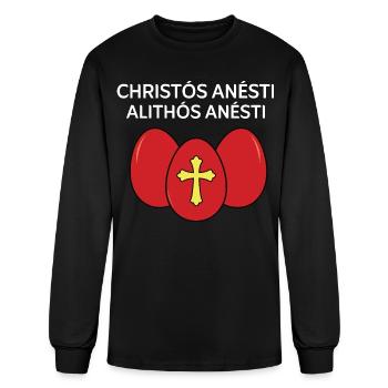 Greek Easter Cross Eggs - Men's Long Sleeve T-Shirt - black - Front