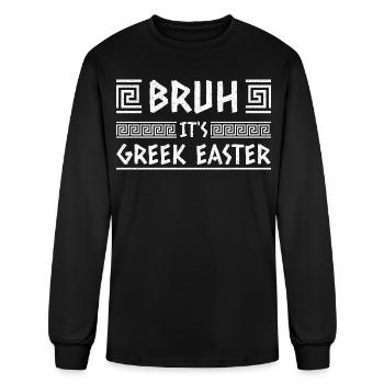 Bruh Greek Easter Graphic - Men's Long Sleeve T-Shirt - black - Front