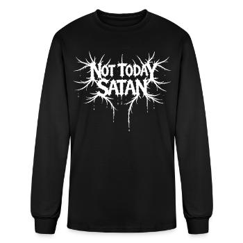 Not Today Satan Graphic - Men's Long Sleeve T-Shirt - black - Front