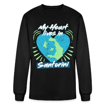 My Heart Lives In Santorini - Men's Long Sleeve T-Shirt - black - Front