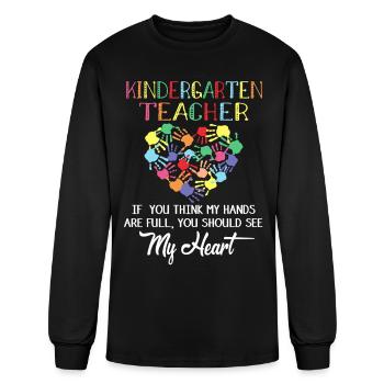 Kindergarten Heart Hands - Men's Long Sleeve T-Shirt - black - Front
