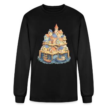 Colorful Stilted Village by the Sea - Men's Long Sleeve T-Shirt - black - Front